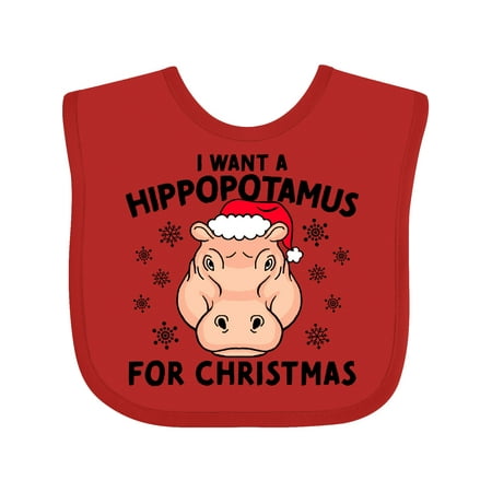 

Inktastic I Want a Hippopotamus for Christmas in Santa Hat Gift Baby Boy or Baby Girl Bib