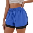 thumbnail image 2 of Conairie Women Sweat Shorts Loose Quick Dry Elastic High Waisted Yoga Shorts with Built-In Liner Comfortable Summer Lounge Shorts with Pockets Blue L, 2 of 6