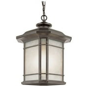 One Light Rust Tea Stained Linen Glass Hanging Lantern