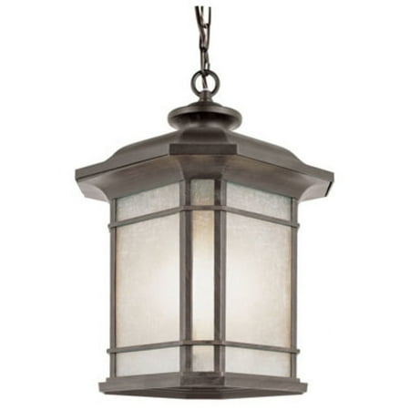 One Light Rust Tea Stained Linen Glass Hanging Lantern