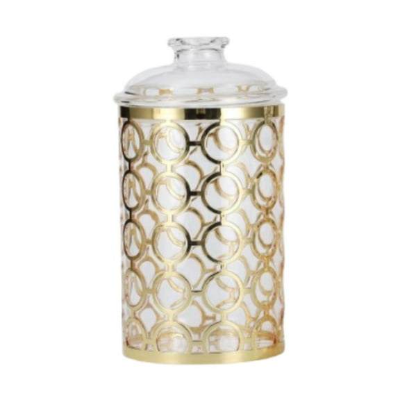 WeiLaiKeQi Airtight Food Storage Container Sealed Canister for Shelf Coffee Table Decor L Round Pattern