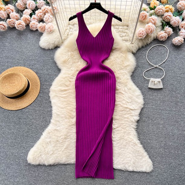 YuooMuoo Chic moda Sexy abrigo caderas Split tejido otoño Vestido mujeres ajustado elástico ceñido Vestido largo ropa de calle trajes Vestido