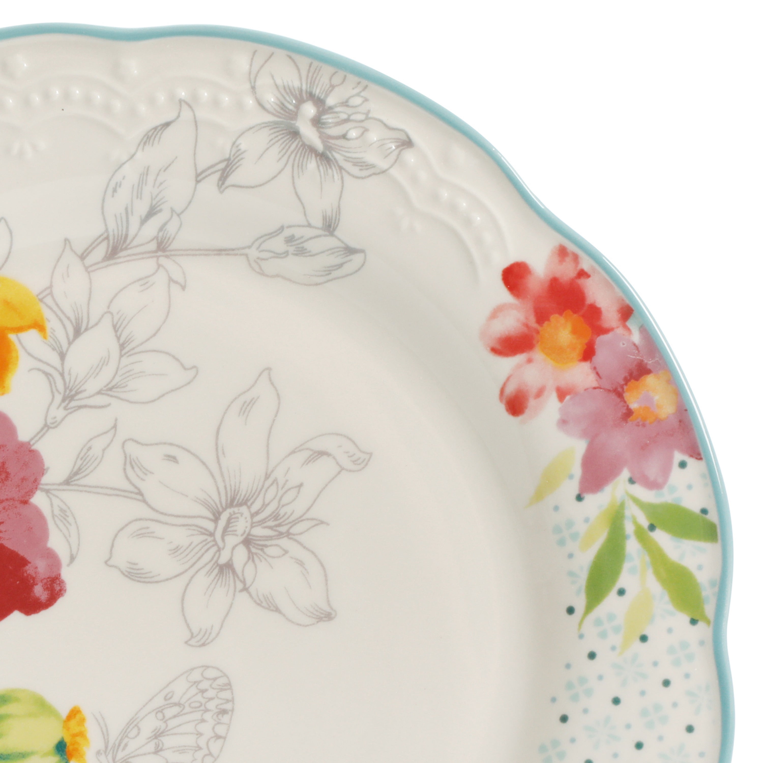 The Pioneer Woman Blooming Bouquet Blue Ceramic 10.75-inch Dinner Plate