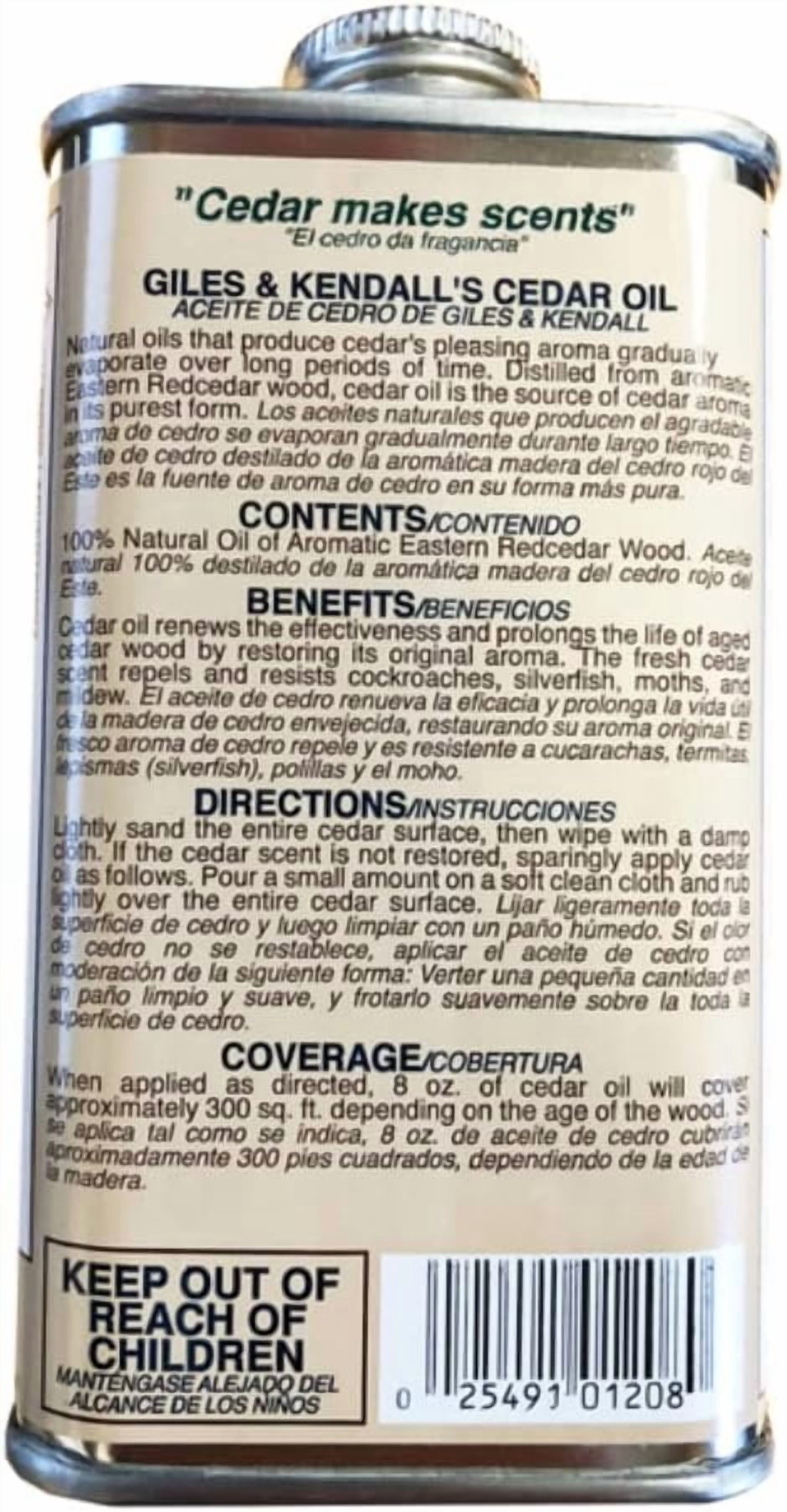 Giles & Kendall 8 Oz. Cedar Oil Wood Finish Restorer OIL 12-8
