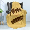 thumbnail image 4 of I Love You More Soft Flannel Fleece Throw Blanket, Romantic Words with Chocolate Cream Filled Cookie Font and Stars, Cozy Plush for Indoor and Outdoor Use, 50" x 70", Multicolor, by Ambesonne, 4 of 5