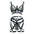 thumbnail image 3 of Gibobby Conjunto ropa interior mujer Conjunto de sujetadores sexy súper push-up para mujer, lencería transparente, brasier de encaje y bragas a juego para mujer(Negro, CH), 3 of 5