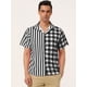 thumbnail image 2 of INSPIRE CHIC Camisa de cuadros a rayas estampada con botones y manga corta en color en contraste negro XXL, 2 of 6