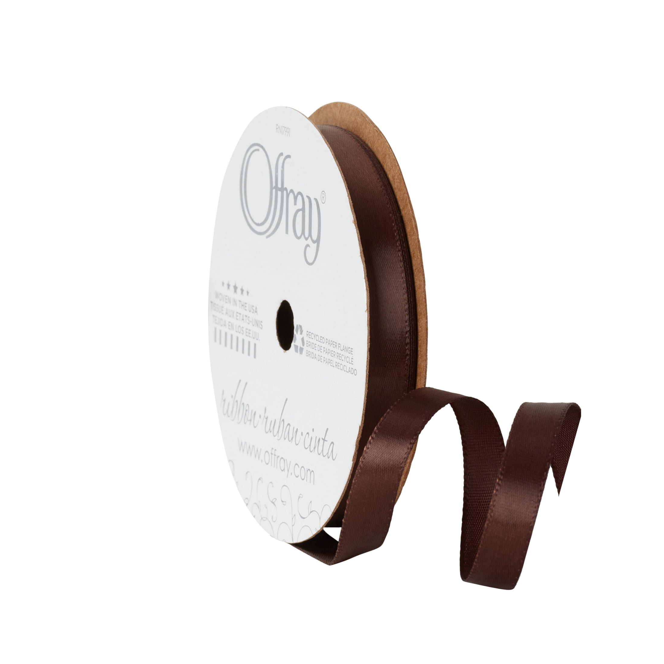 (3 pack) Offray Ribbon Brown Polyester Ribbon, 3.25" x 0.37"