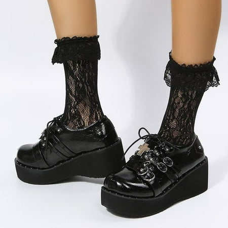 

Mary Jane Shoes Sweet Cute Women Pumps Wedge Heels Platform Shoes Women Gothic Girls Lolita Punk Shoes High Heels Plus Size 43