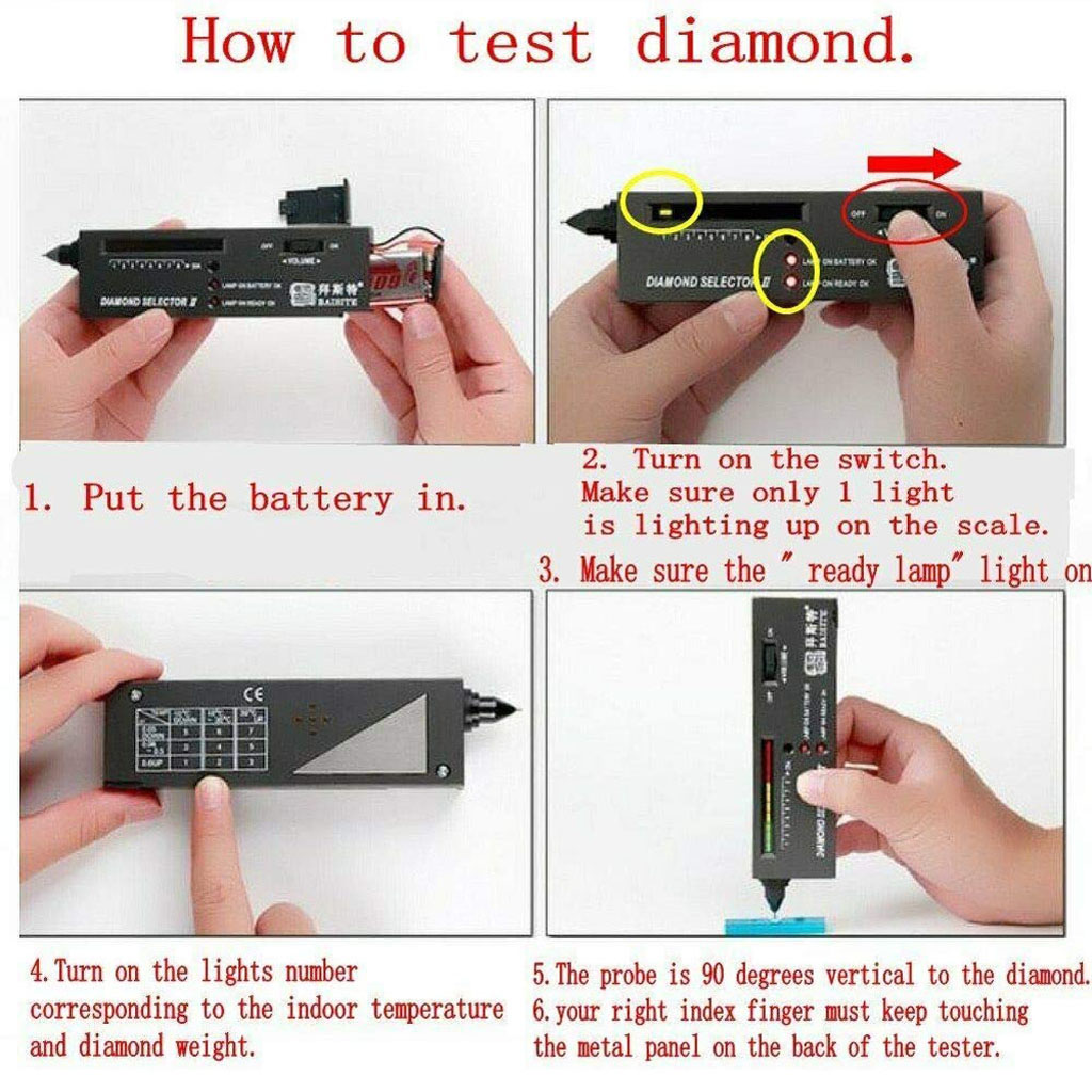 2-in 1 Portable Diamond Tester Pen with 60X LED Lighted Loupe Microscope  Magnifying Glasses Kit Combo Jeweler Testing Tool Kit