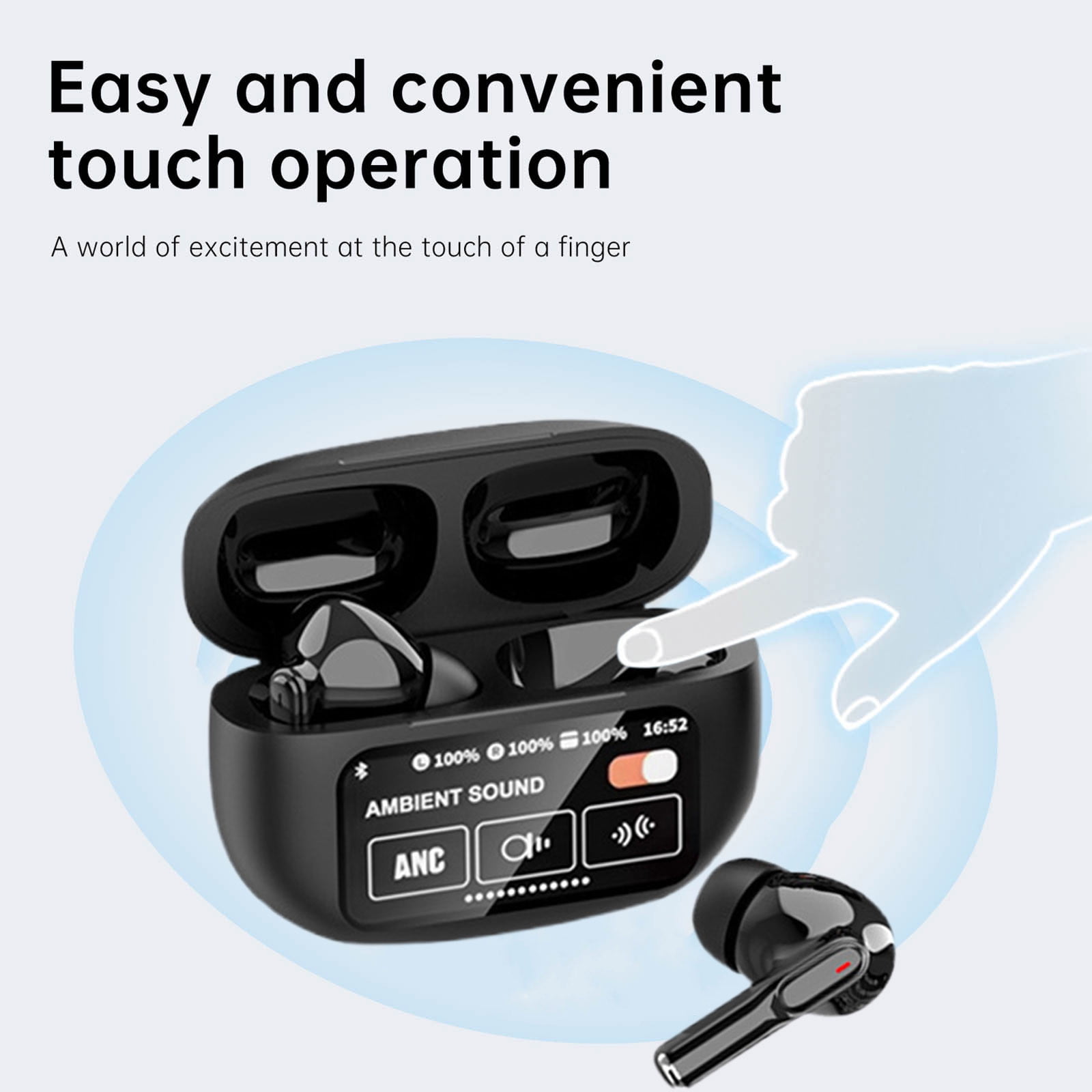 True Wireless Earbuds Bluetooth 5.3 Headphones 45H Long Playtime, Wireless Charging Case, IPX8 Waterproof Stereo Earphones, Built-in Mic Calls, Headset Premium Deep Bass 32 Preset EQs via APP,Black