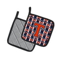 thumbnail image 2 of Carolines Treasures CJ1066-TPTHD Letter T Football Orange, Blue and white Pair of Pot Holders, 7.5HX7.5W, multicolor, 2 of 2