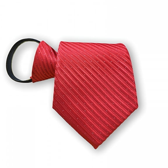 TELOLY Men'S Red Striped Zipper Necktie, for Wedding, Business, Party Occasions