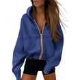 thumbnail image 1 of PRETTYGARDEN Sudadera con Capucha para Mujer con Cierre y Forro Polar Azul M, 1 of 8