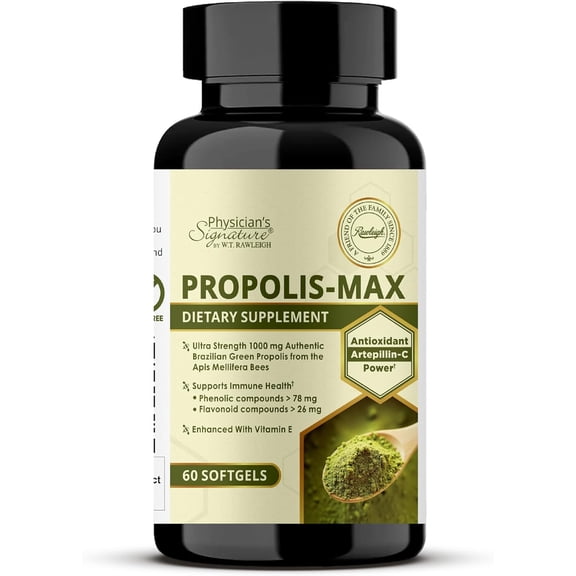 Rawleigh Propolis Max: 60 Vegetarian Softgels - Brazilian Green Propolis with Phenolic