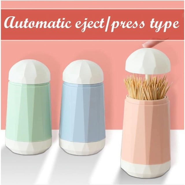 Soporte emergente para palillos de dientes, dispensador automático de palillos de dientes, caja organizadora de almacenamiento para palillos de dientes de bambú, hilo dental, púas de hilo de