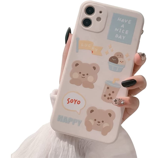 Compatible with Huawei Case with Cute Bear 3D Cartoon Pattern for Women Girls Soft Silicone Protective for Huawei- Milk Tea Bear