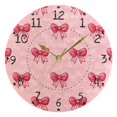 thumbnail image 5 of Cute Pink Ribbon Bows Round Wall Clock Silent Analog Battery Operated Black Pointer Home Decor 9.84" Diameter, 5 of 11