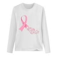 thumbnail image 3 of Breast Cancer Awareness Tops for Women Cute Long Sleeve Pink Ribbon Print Shirts Causal Crewneck Tshirt Blouse, 3 of 3