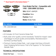 thumbnail image 2 of Front Brake Pad Set - Compatible with 1998 - 2000 BMW 323i Base 1999, 2 of 2