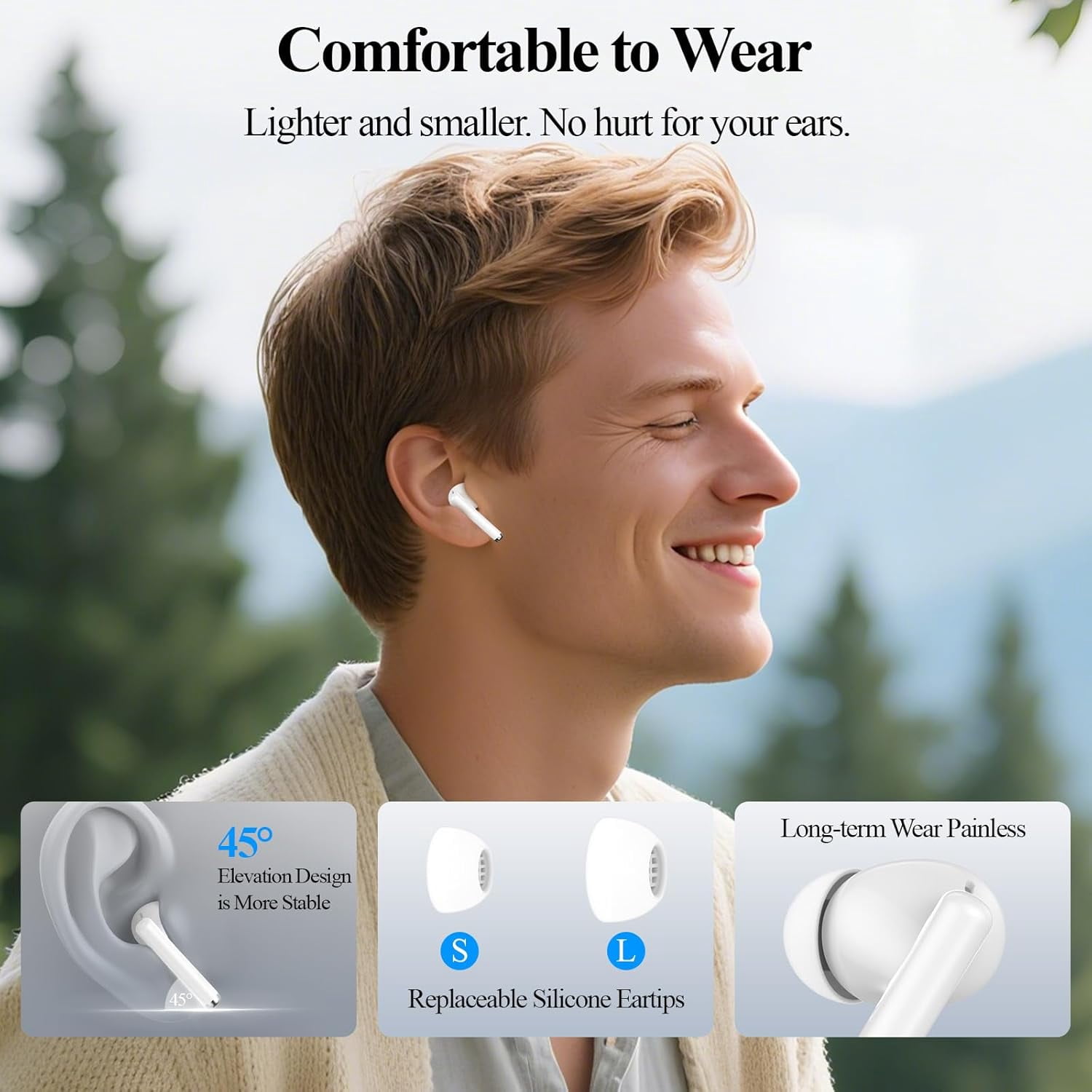 Wireless Earbuds for iPhone 16 15 Pro 14 Plus 13 XR iPad 10th Bluetooth 5.3 Headphones for Google Pixel 10 Pro 9 8A Samsung S21 S25 Note 20 HiFi Stereo Sound Earphones with Mic Touch Control Headset