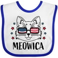 thumbnail image 3 of Inktastic 4th of July Meowica Cat in Flag Sunglasses Boys or Girls Baby Bib, 3 of 4