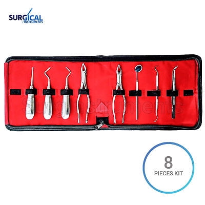 8 Pcs Basic Dental Surgery Extracting Extraction Forceps Elevators Set Kit