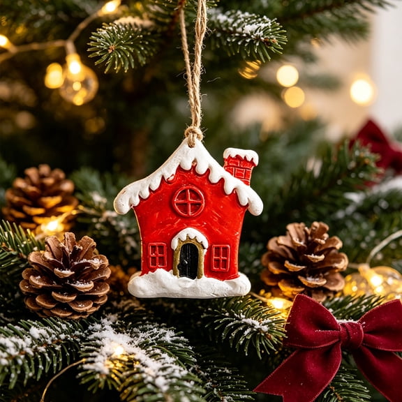 Qjidjing Christmas Tree Hanging Ornaments, Xmas Hanging Resin Pendants, for Home Window, Wreath Display, Indoor Holiday Gift Decor
