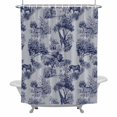 thumbnail image 2 of Forest Animal Shower Curtain for Bathroom Decor, Vintage Forest Zebra Giraffe Animal Blue Grey Waterproof Fabric Shower Curtain, 72"x78" Set with 12 Hooks, 2 of 9
