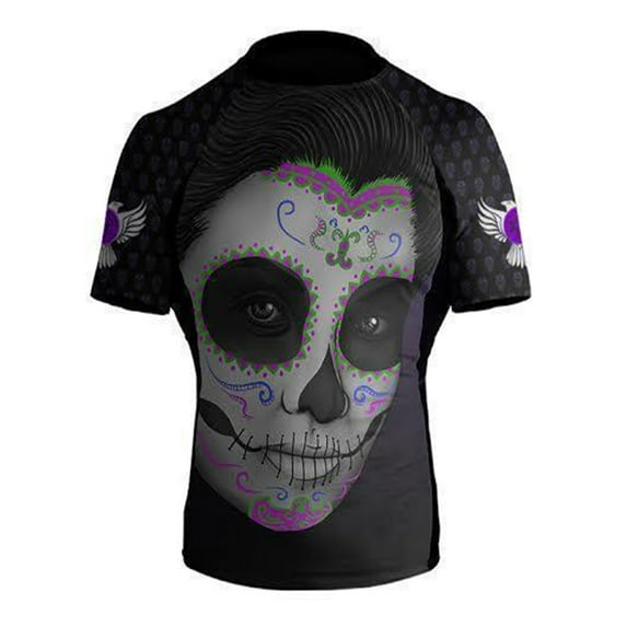 Raven Fightwear Women's Dia de los Muertos Isabella MMA BJJ Short Sleeve Rash Guard Black