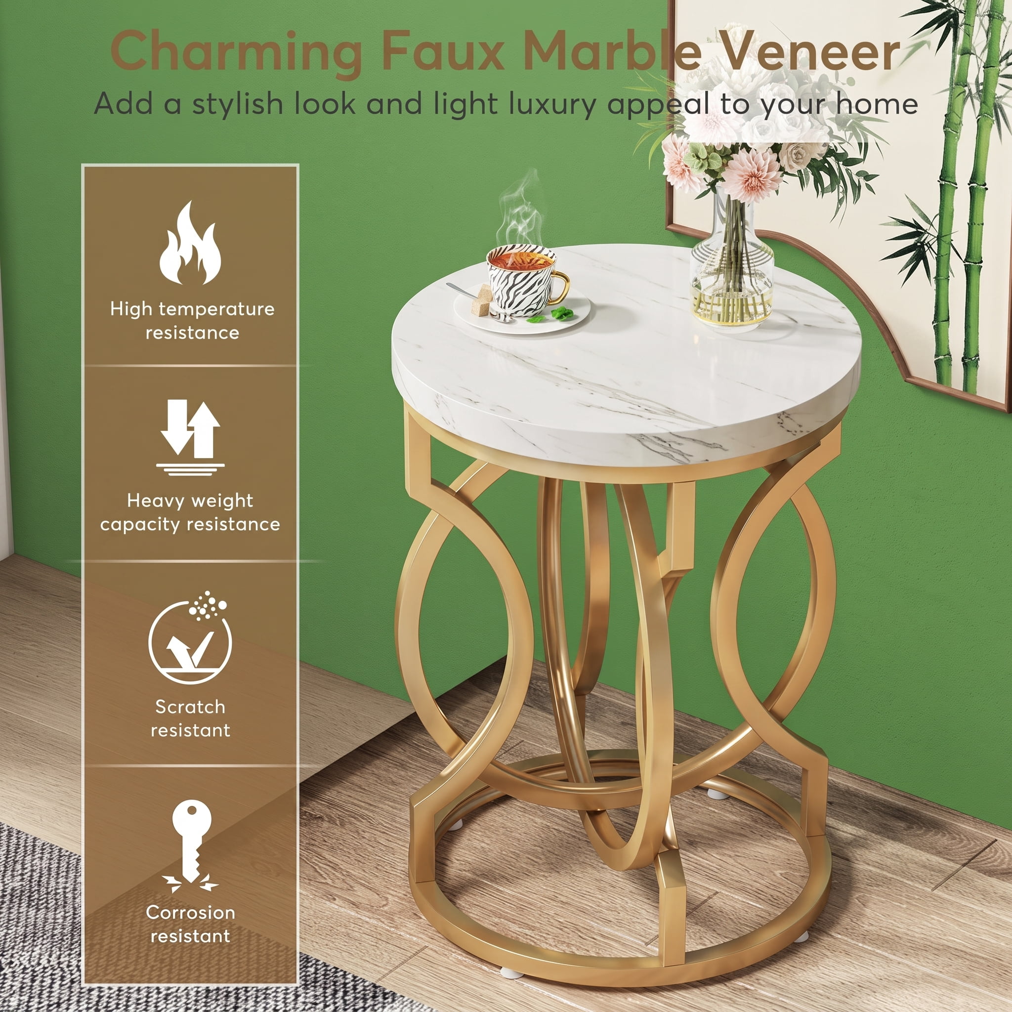 Narrow End Table, MDF Construction, Cross Fishtail Design for Living Room/Bedroom/Office as Side Table/Nightstand