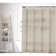 Bathroom and More Wide Stripe Design, 70" x 72" Taupe Fabric Shower Curtain, 70" W x 72" L,