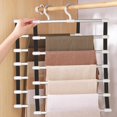 thumbnail image 5 of 2X 6 Layers Pants Hangers Space Saving Trouser Racks Home Closet Wardrobe Multi Layer Pants Rack, 5 of 7