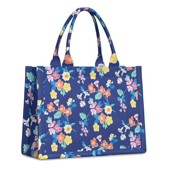 Large Capacity Tote Bag,Pioneer Flower Floral Print Pattern Handbag Fashion Luxury Tote Bag,15.7"x13"x 5.1" Inches,Laptop Compatible