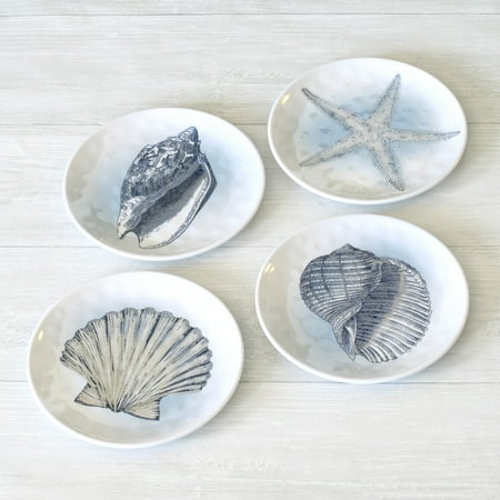 Better Homes & Gardens Outdoor Melamine Coral Reef Assorted Salad Plates, Set of