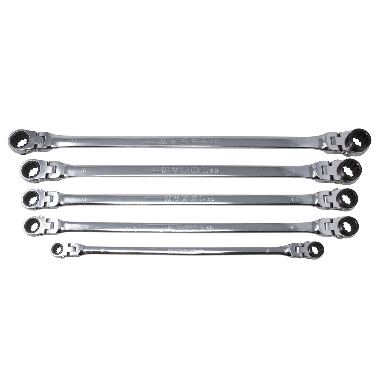 K Tool XDDBM5120S 120 Tooth Extra Long Flexible Ratcheting Wrench Set