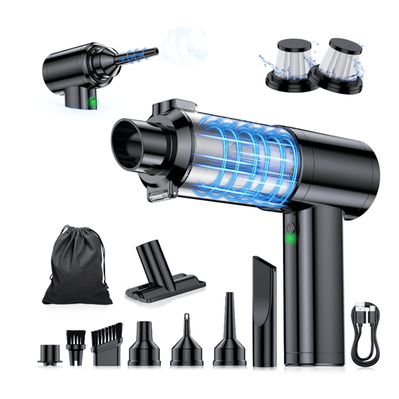 Portable cordless car vacuum cleaner, 35000Pa high-power brushless motor handheld vacuum cleaner, 6-in-1 rechargeable mini vacuum cleaner with air purifier