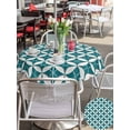 thumbnail image 4 of Abstract Geometric Outdoor Tablecloth - 54 Inch Round Dining Table Cover, Vintage Rhombus Circle Texture Green Waterproof Outdoor Table Cloth with Umbrella Hole & Zipper for Picnic/Patio/Party, 4 of 7