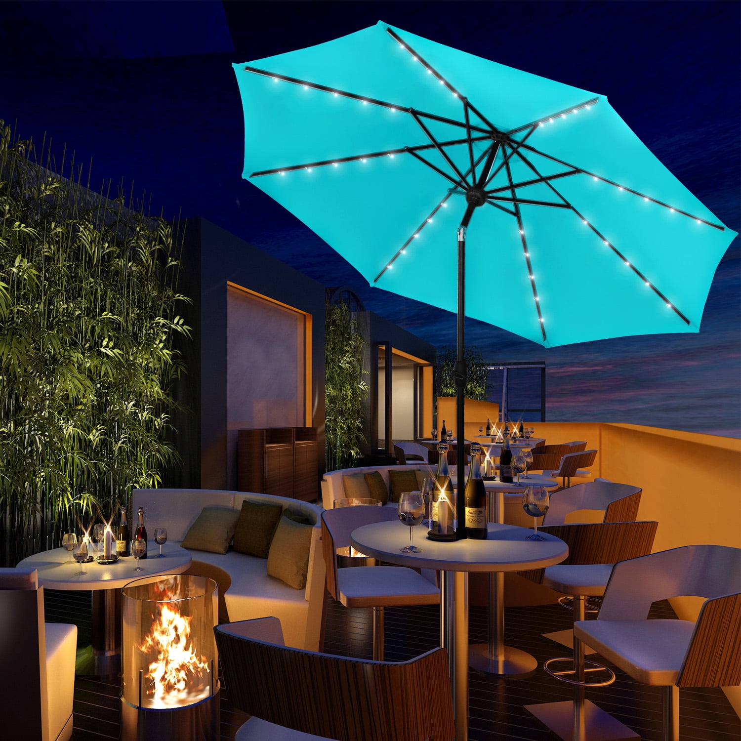 Ainfox 10Ft Outdoor Patio Solar Powered Umbrella with 40 LED Lights 8