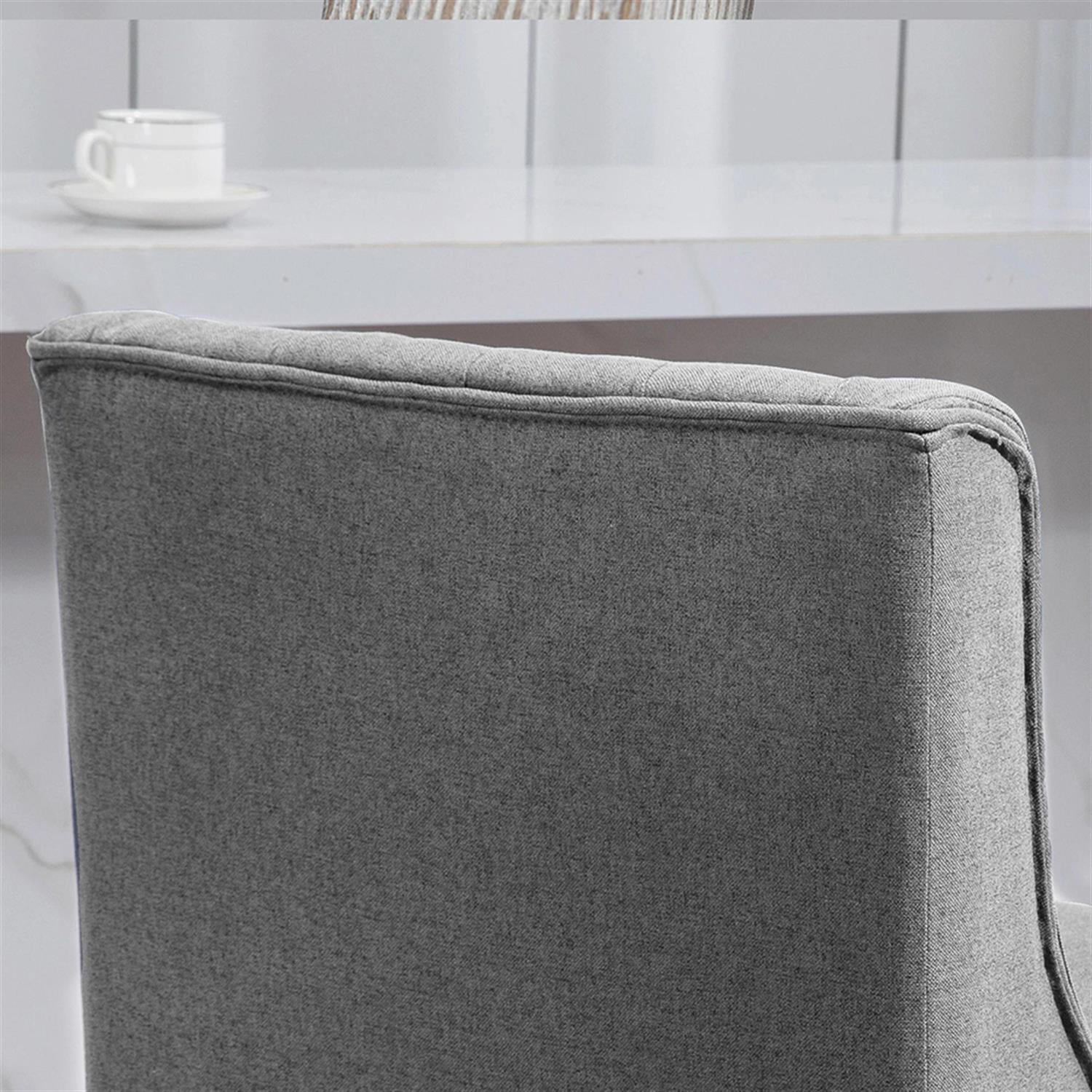 Demi Bonn 180 Degree Swivel Bar Stool Set of 2, Modern Cushioned Bar 27" Seat Height Stool with Linen Upholstery, Button Tufted Back and Solid Wood Legs, Gray