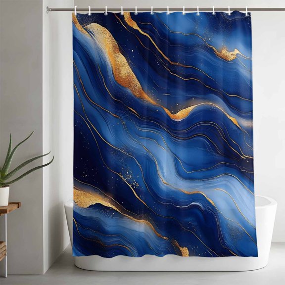 Shower Curtains for Bathroom-36"x72",Seamless Abstract Wavy Line Waterproof Bath Curtain Grommet Shower Curtain Set with Hooks,