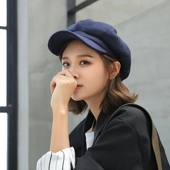 SikaFu Auutmn Winter Hats for Women Solid Plain Octagonal Newsboy Cap Men Ladies Casual Wool Hat Winter Beret Women Painter Cap