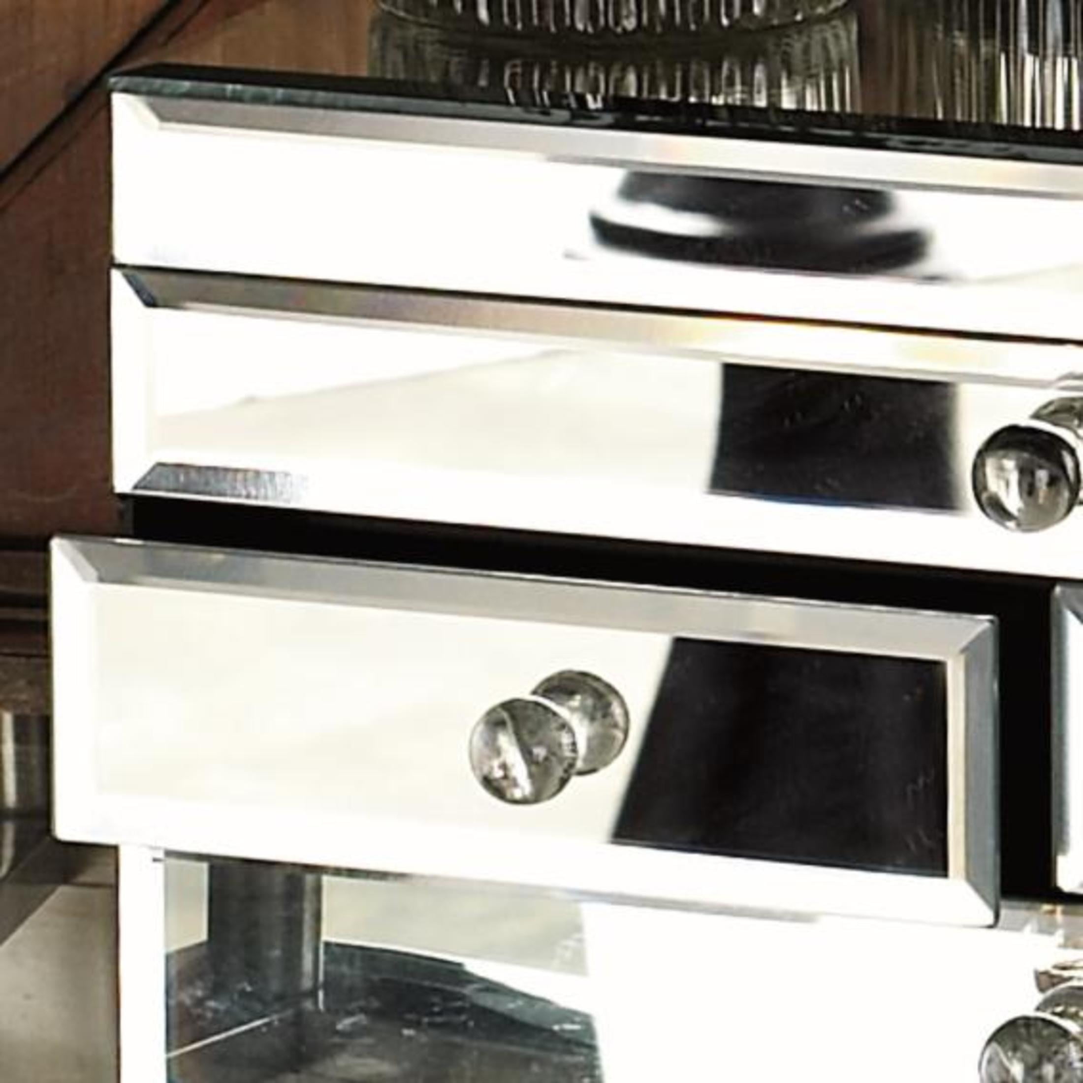 vanityme. 4点セットJewelryCharlesdeCat. DecMode Mirrored 4 Drawer Silver Glass Decorative Jewelry