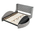 thumbnail image 5 of Triple Tree Queen Size Upholstered Platform Bed Velvet Frame with Wingback Headboard,Gray, 5 of 9