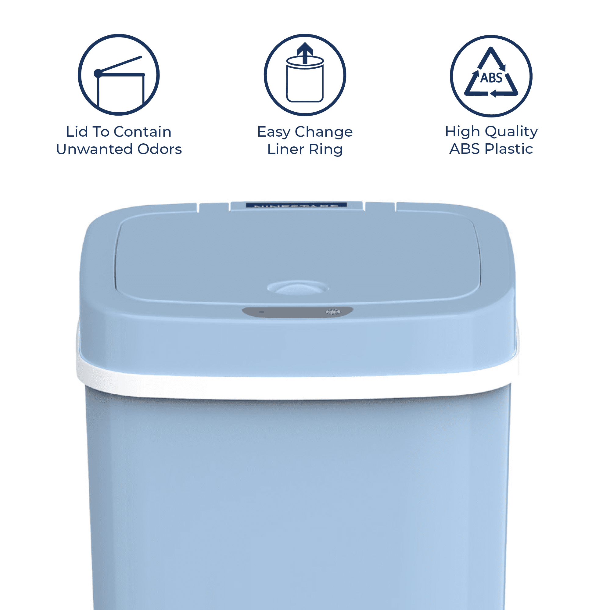 Nine Stars Automatic Nursery Trash Can, 4 Gallon Plastic, Motion Sensor Soft Close Lid Garbage Bin, Blue