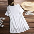 thumbnail image 3 of Fimkaul Women's T Shirts Short Sleeve Casual Tops Linen Kaftan Baggy Button Cotton Solid Tunic Blouse T-Shirt White XL, 3 of 7
