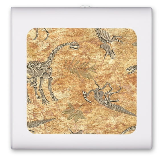 Plug in Dimmable LED Night Light with Dusk to Dawn Auto Sensor, Adjustable Brightness, Warm Light, Auto On/Off Nightlight for Bathroom, Hallway, Nursery, Bedrooms - Dinosaur Fossils