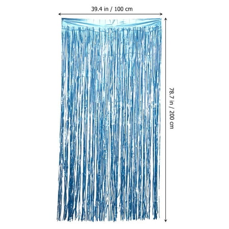 

Tassel Table Skirt Table Cloth Photo Backdrop Wedding Decor Rain Curtain Photo Props for Party Decoration(Sky Blue)