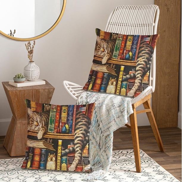 Juego de almohadas con estampado de animales bonitos para dormitorio, sala de estar, sofá, cojín de 45 x 45 cm para decoración de sofá y sala de estar, funda de almohada aterciopelada.