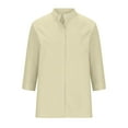thumbnail image 6 of AherBiu 3/4 Length Sleeve Tops for Women Button down Shirts High Neck Business Casual Tops Blouse, 6 of 6